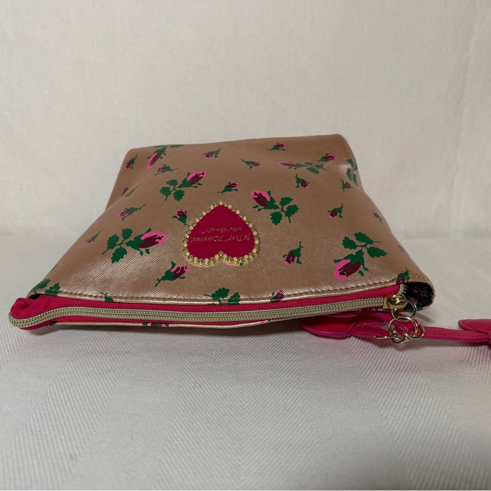 Betsey Johnson Pink and Gold Floral Women's Cosmetic Bag - Picture 7 of 8